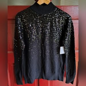 Black sweater with shiny black sequins